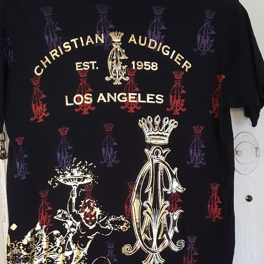 GUC Black Christisn Audigier Short Sleeve Shirt